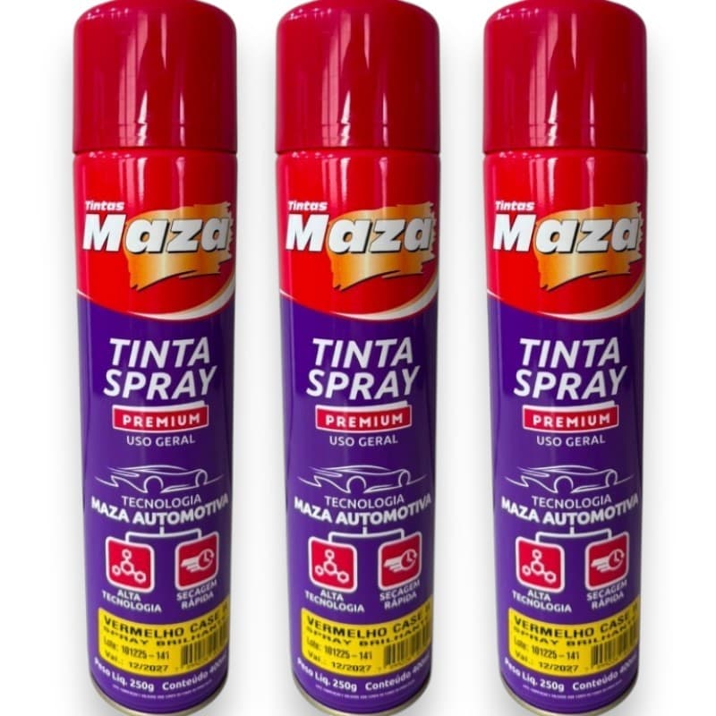 KIT 3 TINTAS USO GERAL MAZA COR VERMELHO CASE 400ML 250G