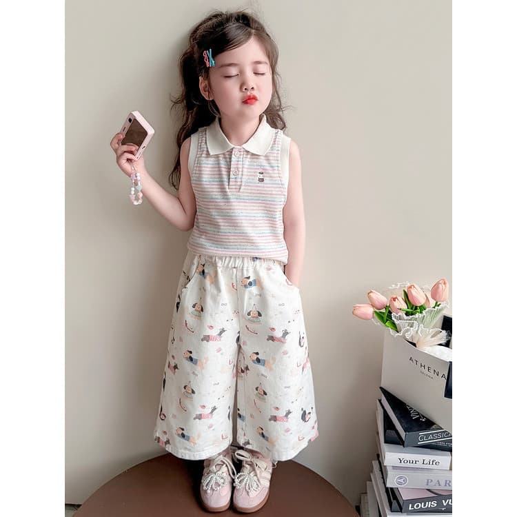 Meninas estilo verão sem mangas terno 2026 novo estilo moda menina bebê estilo fino terno de duas peças crianças verão r