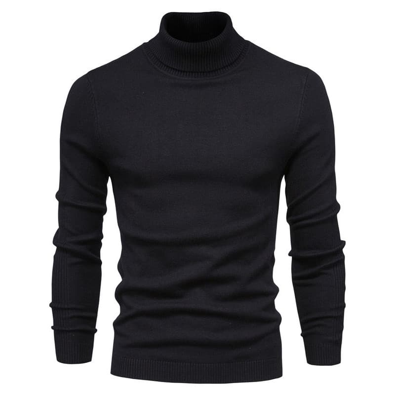 2026 novo estilo outono inverno quente gola alta masculina cor sólida pulôver camisola masculina preto fino ajuste Botto