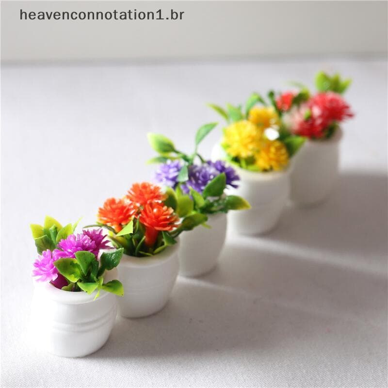 heav 3 Peças 1 : 12 Casa De Bonecas Em Miniatura Planta Verde Vaso Simulação Vasos De Plantas BR