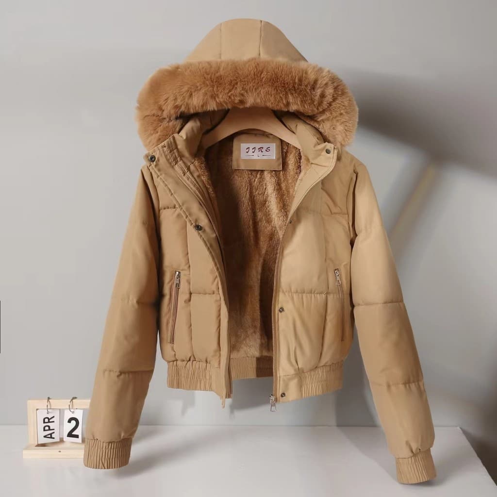 Nova jaqueta curta de algodão para mulheres, estilo coreano de inverno, forrada com fleece e espessa, casaco de algodão