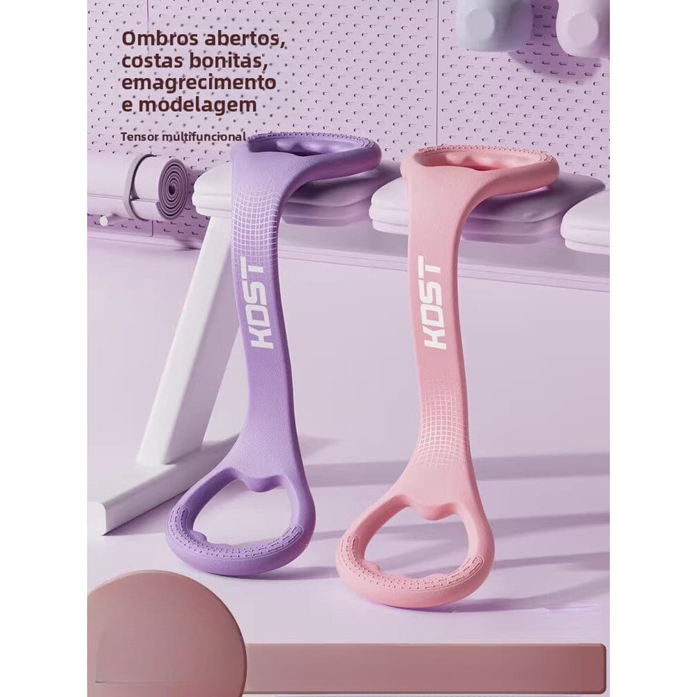 Banda de resistência em formato de 8, faixa elástica para alongamento das costas, corda de yoga em formato de 8 para uso