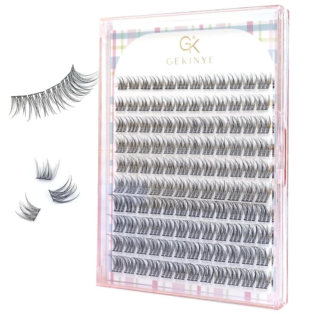 Cílios em Cluster com Aparência Natural e Efeito Wispy: Cílios Individuais Gekinye 120 Peças para Extensões de Cílios DI