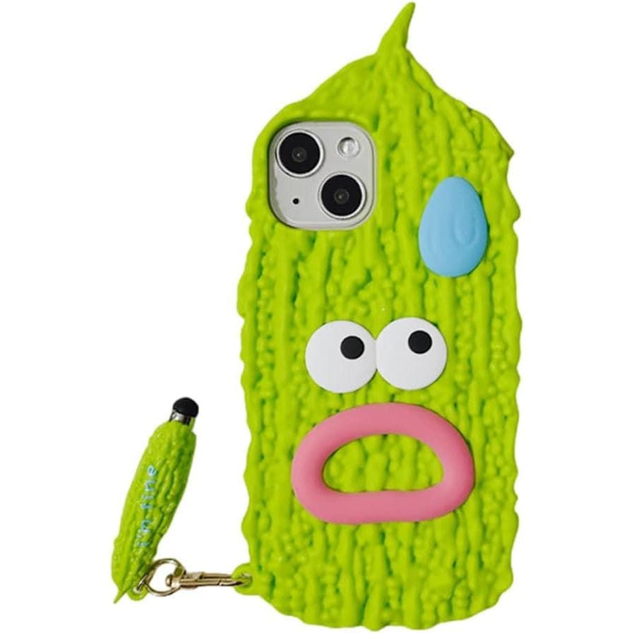 Capa de celular fofa compatível com 15ProMax, padrão de pêra em desenho animado, com caneta stylus, adequada para mulher