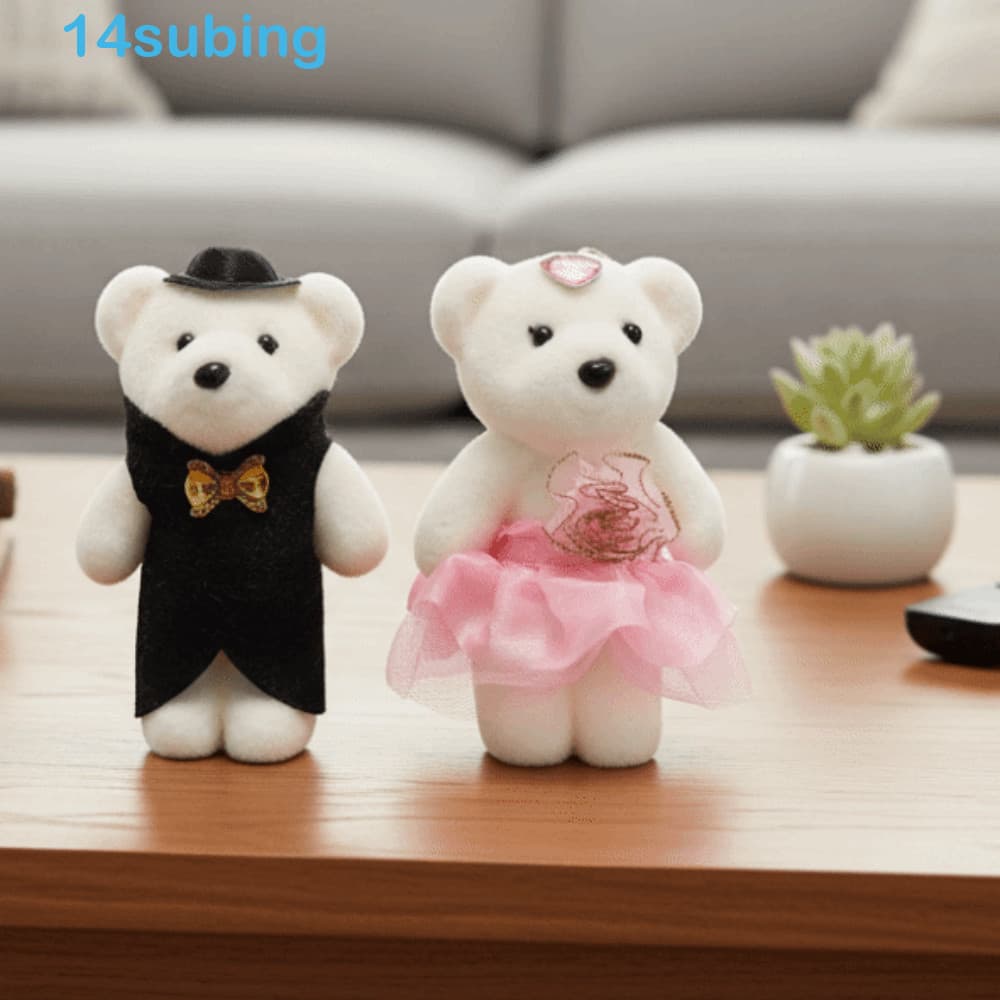SUBING 10 Peças Mini Buquê De Flores De Urso , De Espuma , Casal Brinquedos De Pelúcia , Feitos À Mão