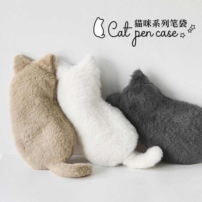 Estojo De Pelúcia Em Forma De Gato , Armazenamento De Grande Capacidade , Multiuso