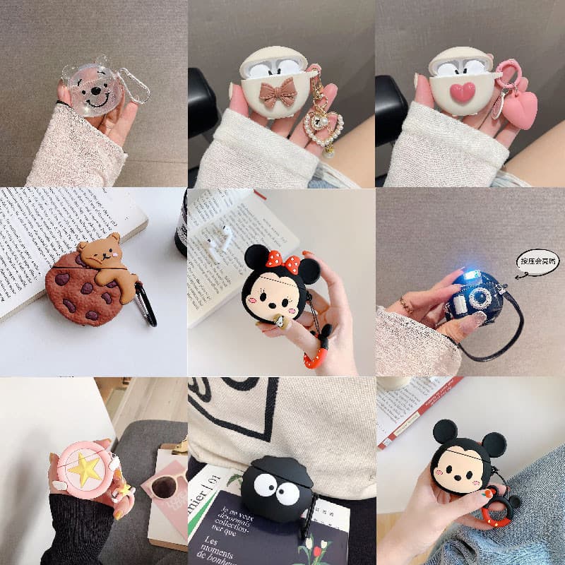 Capa Protetora para Fones de Ouvido Sem Fio 3D Minnie Mickey Lenovo HT38 Airpods Pro 6 Acessórios para Fones de Ouvido C