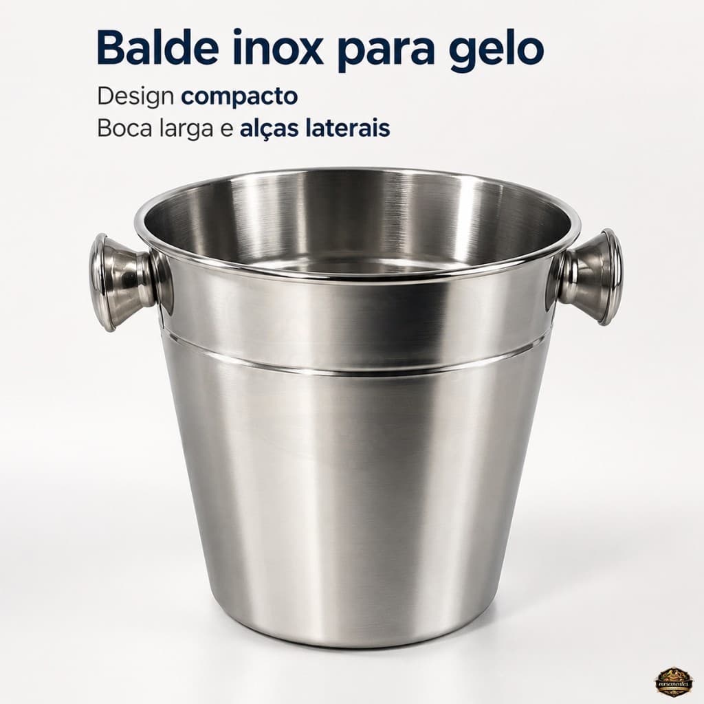 Kit 10 Baldes de Gelo Aço Inox 900ml Eventos Festas Buffet Bar Cerveja Drinks Bebidas