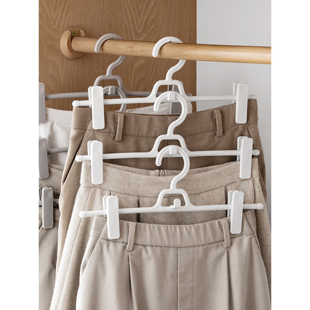 Guarda-roupa doméstico empilhável multifuncional calças clipe calças Rack cabide sem costura antiderrapante economia de
