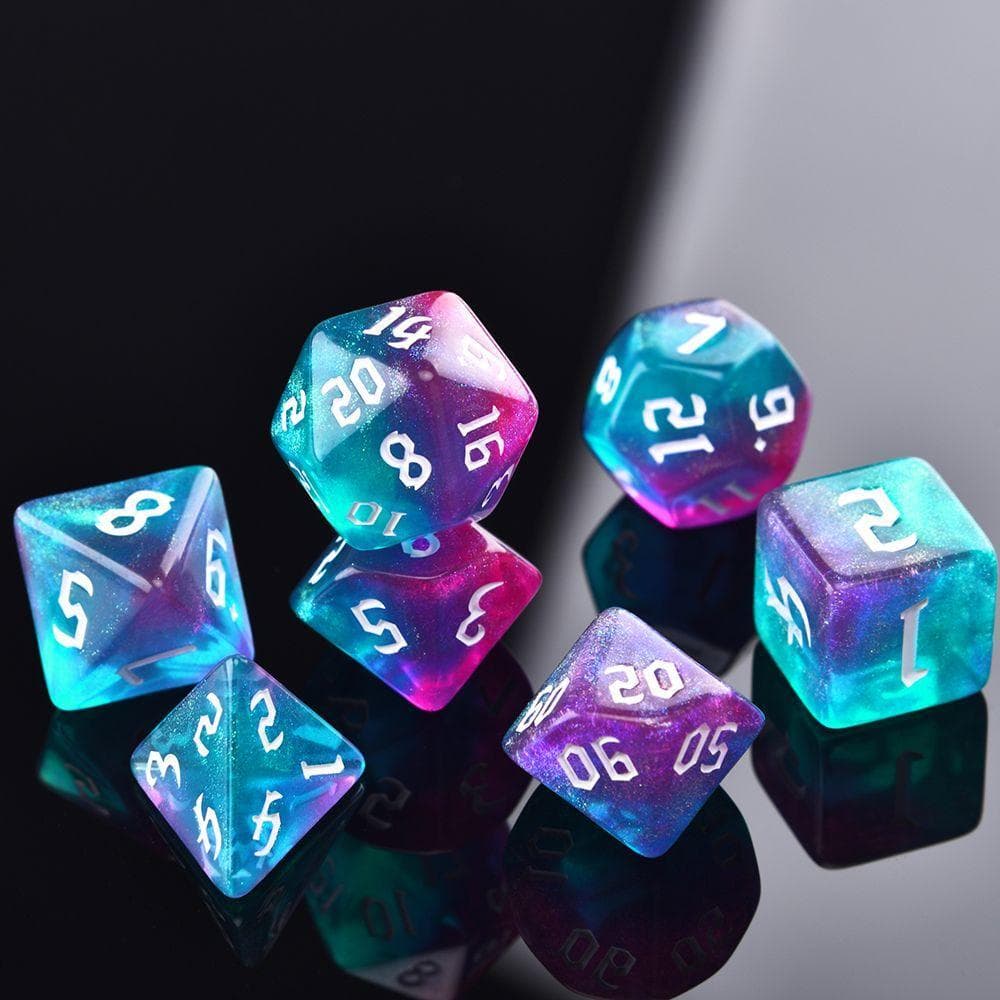 Iridescente Glitter Poliédrico Dados Número Jogos De Tabuleiro Jogo 7 Pçs/set D % D12 D20 De Mesa 7-Die