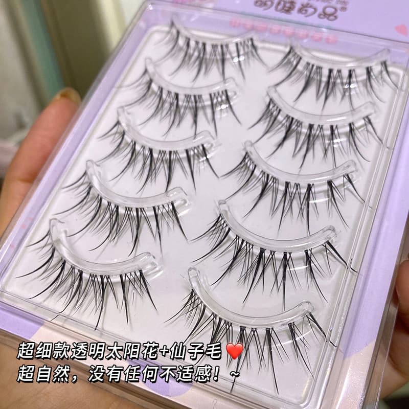 Cílios bonitos moda Natural arejado transparente haste fina cílios postiços M08 arejado girassol fada cílios postiços