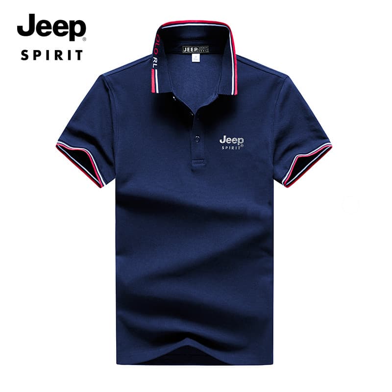 JEEP SPIRIT Camisa polo masculina de verão com lapela, meia manga, não ferro, cor sólida, Casual, manga curta, masculina