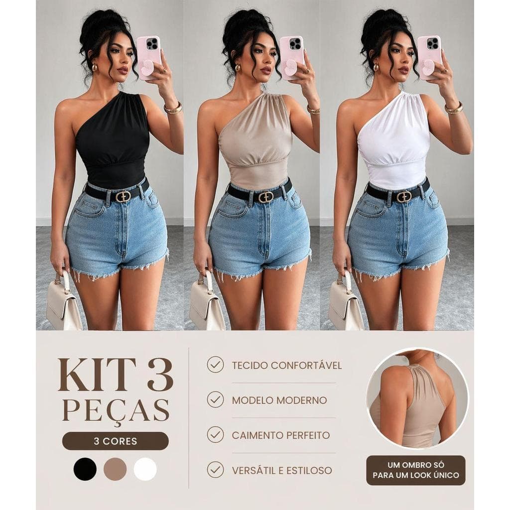 KIT 3 VAVABOLD Blusinha Feminina Mula Manca Sem Bojo Novidades
