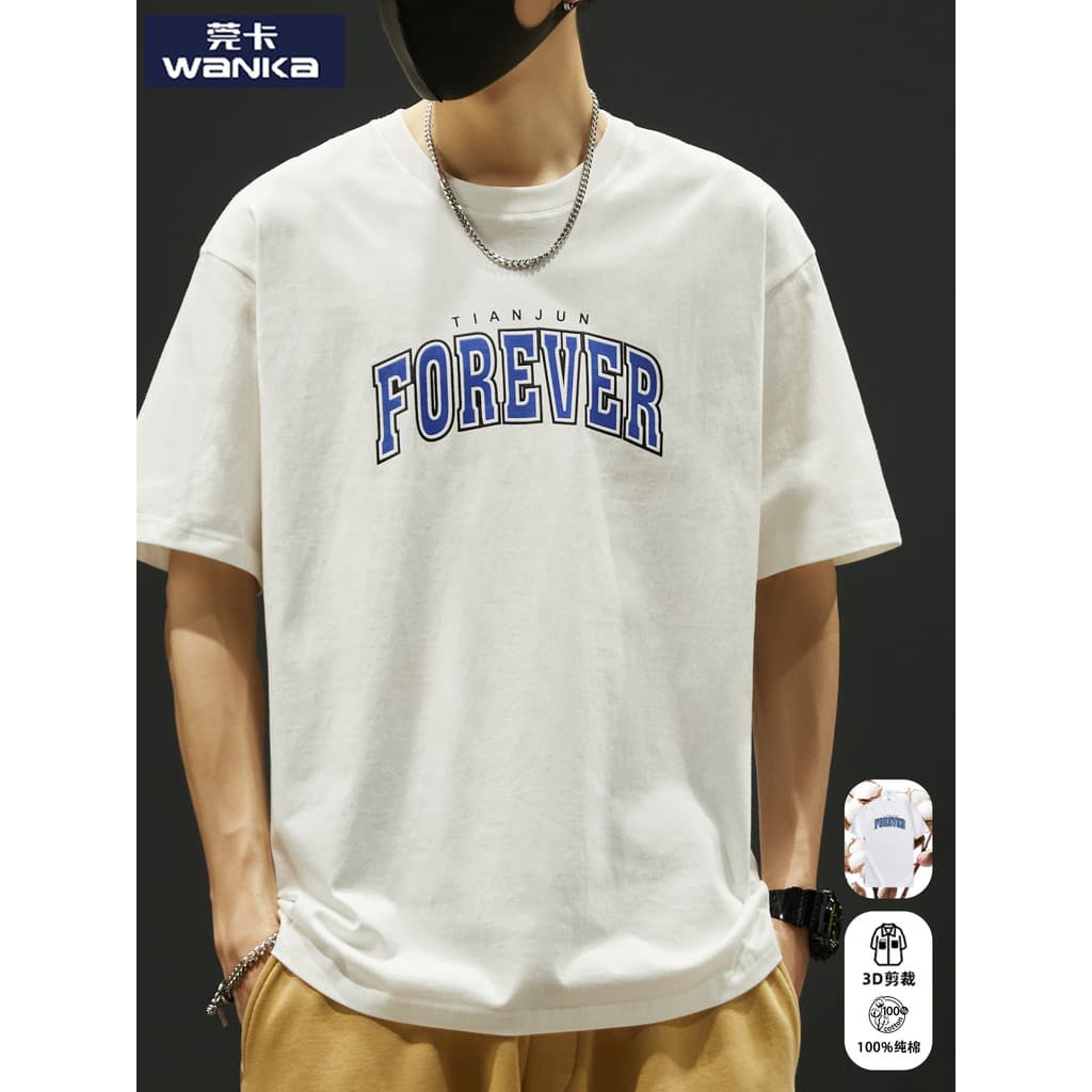 Camiseta masculina de manga curta estampada de algodão puro verão solta camiseta masculina americana na moda Design eleg