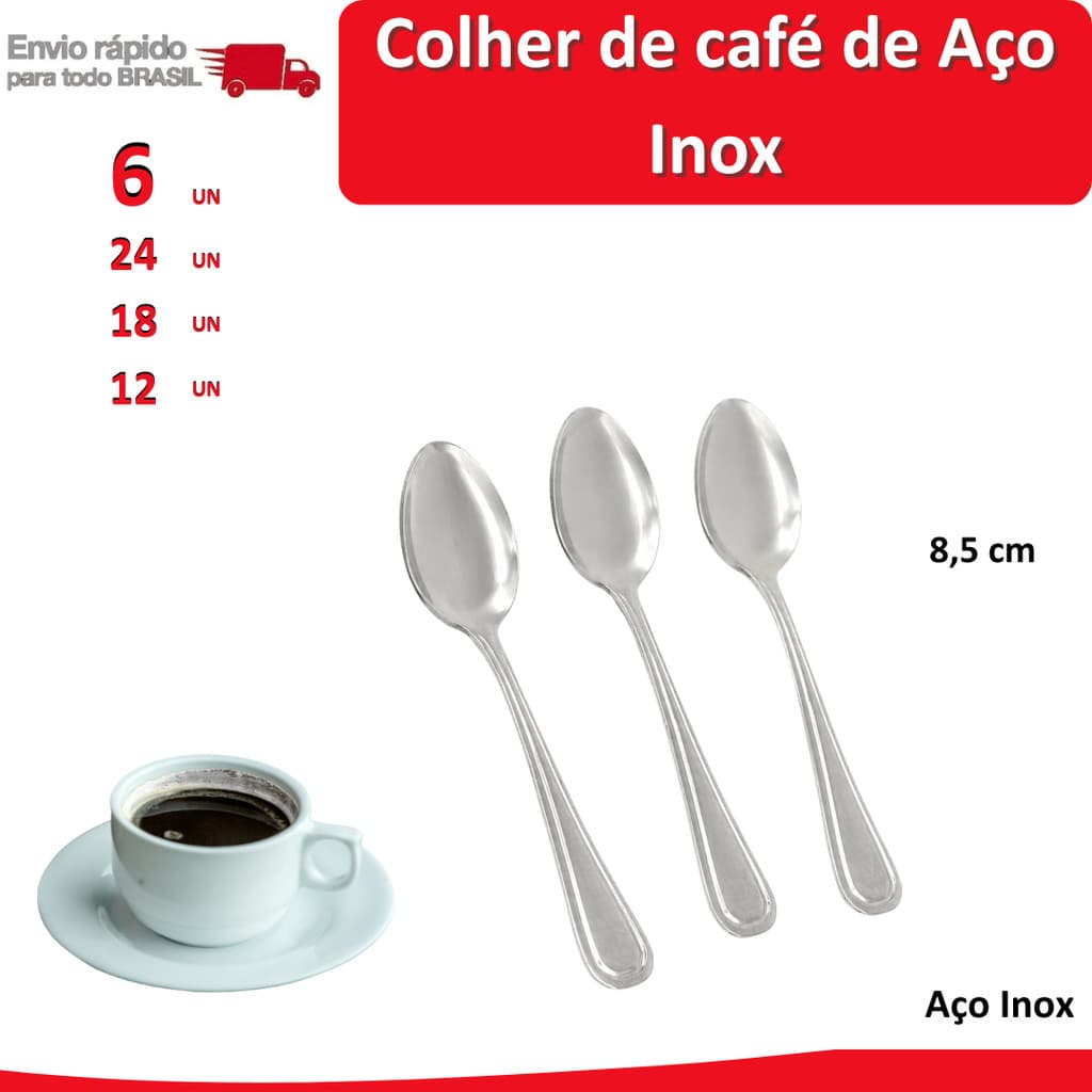 24/18/12/6 Colher de Café de Aço Inox Chá Mesa Cozinha Casa lanchonete talher otima qualidade