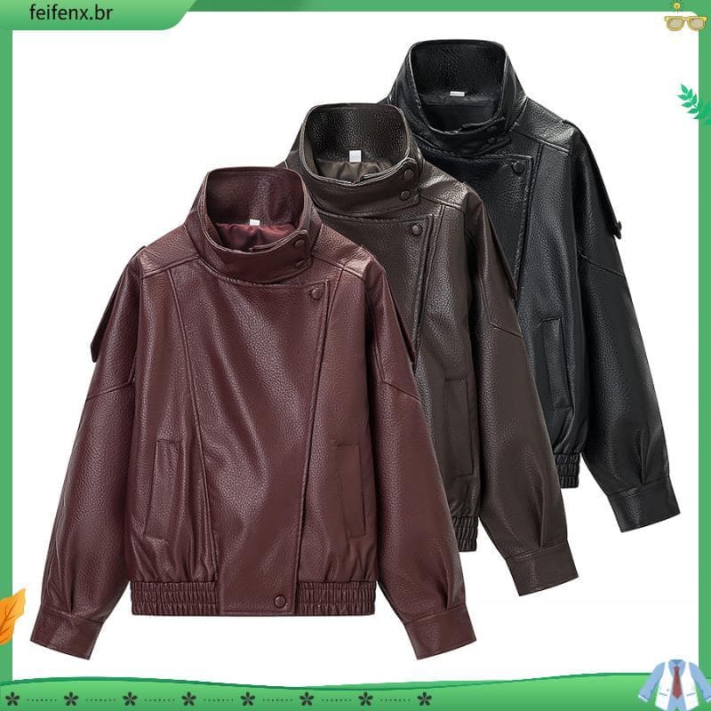 65SB Nova Moda Europeia E Americana Feminina # 39jaqueta De Couro Para Outono Inverno , Mangas Compridas v Ersátil .