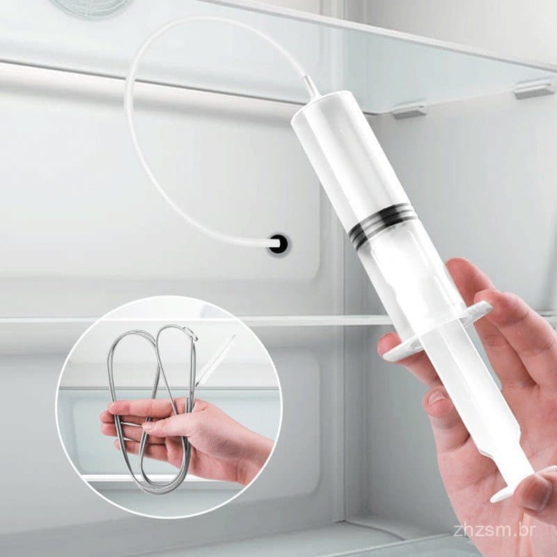 Escova de Limpeza de Drenos de Refrigerador, Ferramenta de Desobstrução, Orifício de Sucção, Seringa, Mangueira, Limpado
