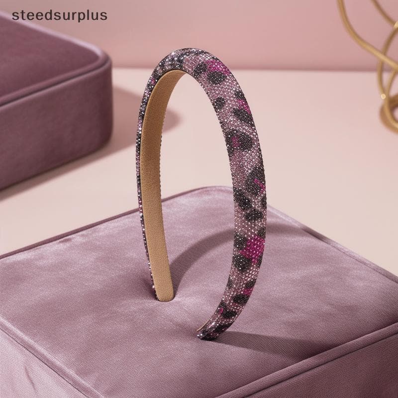 Leopardo Impressão Strass Padrão Animal Cristal Hairband Luxo Bling Largo Cabelo Hoop Para Jóias Femininas
