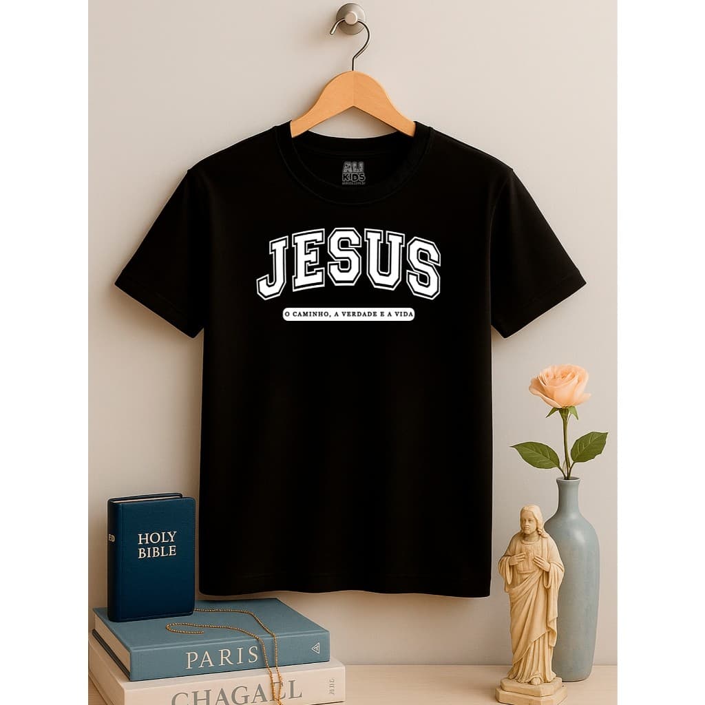 Camisa Gospel 100 Algodão Menino Menina Juvenil e Infantil 2 ao 16 anos Jesus o caminho