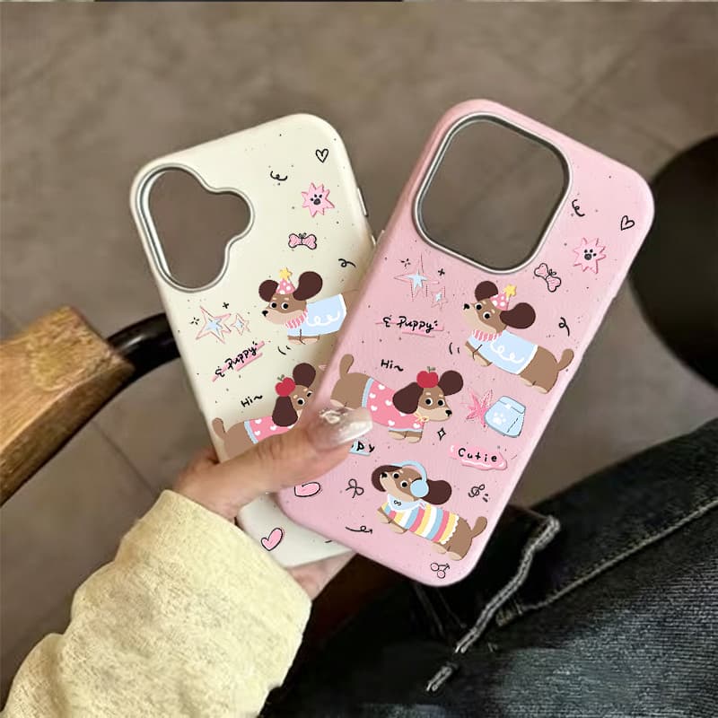 Capinha para iPhone 17/16/15/14/13/12 Pro Max Capa de celular com textura de cachorro grafite simples e fofa