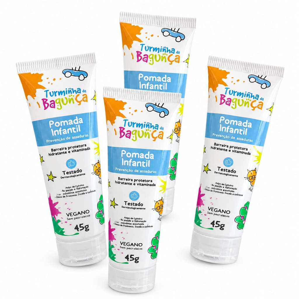 Kit 4 Pomadas Assadura Infantil 45g | Protege e Trata Bebê – Turminha da Bagunça