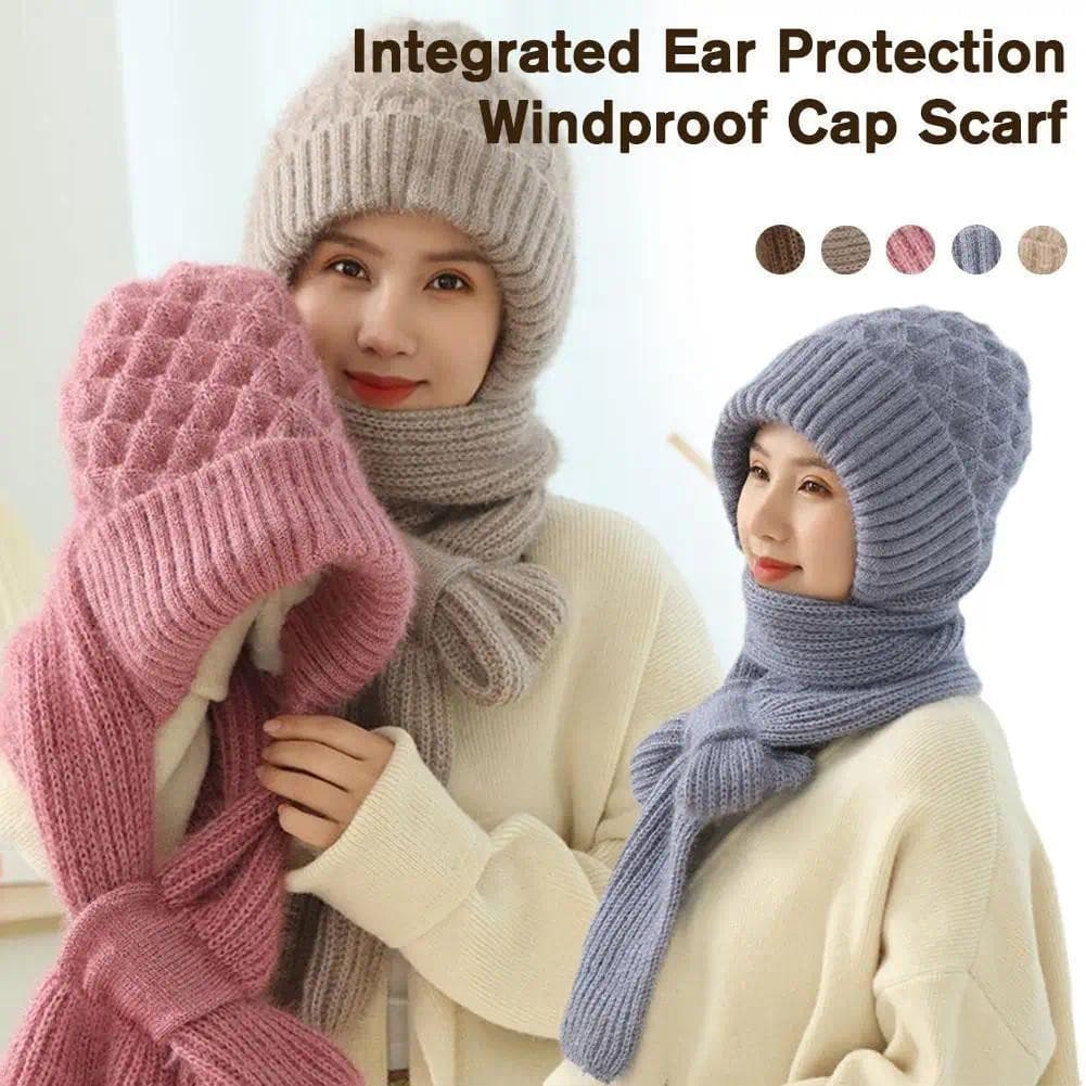 Inverno Malha Crânios Chapéu Cachecol Conjunto À Prova De Frio Proteção De Ouvido Quente Meninas Gorros Ciclismo Vento S