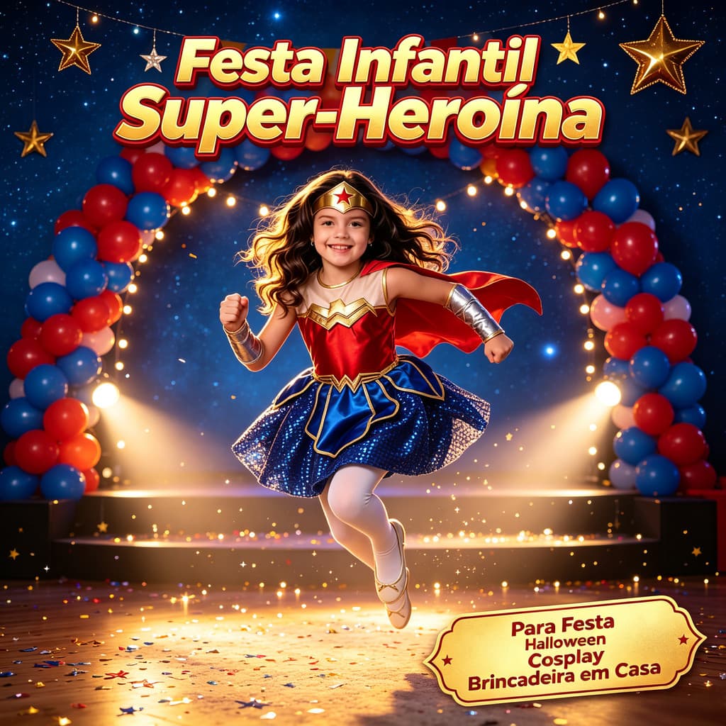 FANTASIA INFANTIL MULHER MARAVILHA MENINA CARNAVAL FESTAS