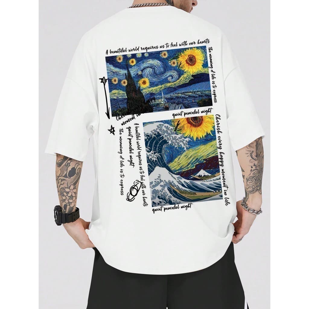 Camiseta Streetwear Van Gogh Camisa Skatista Blusa Camiseta Moda