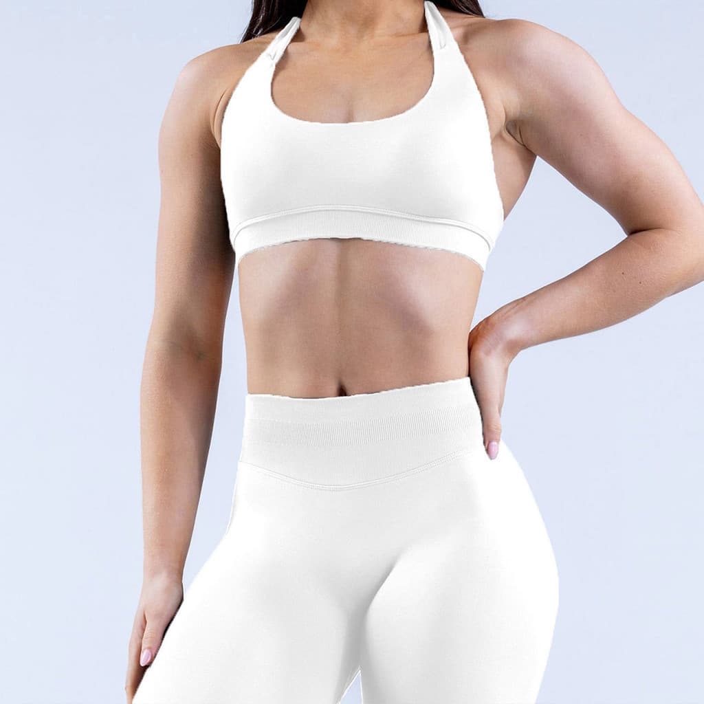 Alta elasticidade superfino fosco náilon halter pescoço bonito volta grande halter sem costura sutiã esportivo Yoga suti