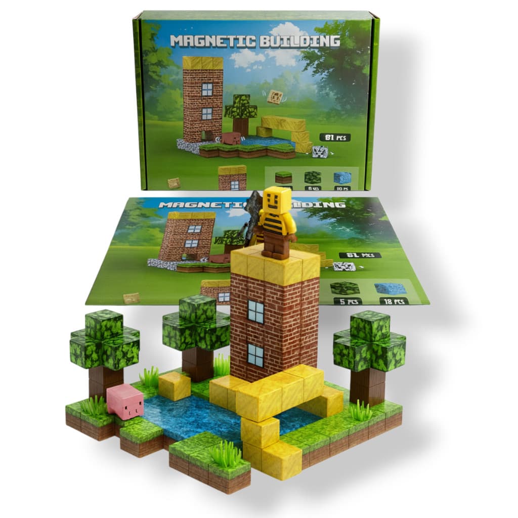 Magnet Building: Kit 80 pçs + 1 personagem