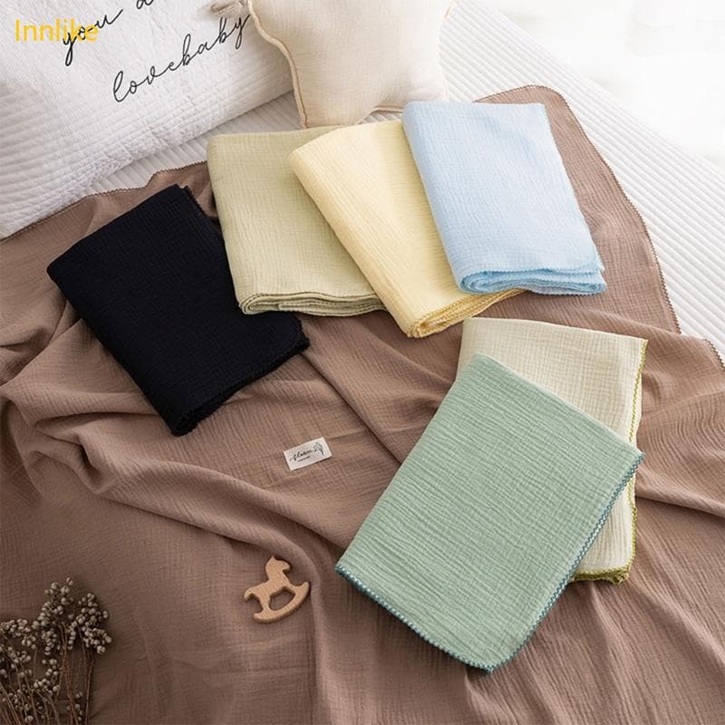 Innlike Swaddles Envoltório Cobertor Do Bebê 2 Camadas Recém-Nascidos Toalha Banho Cor Sólida