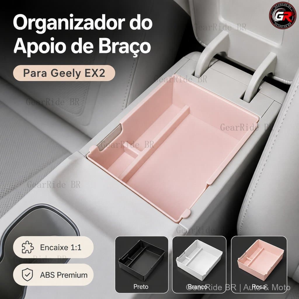 Caixa de Armazenamento Interna Apoio Braço Central Geely EX2 Impermeável Lavável Organizador Encaixe 1:1