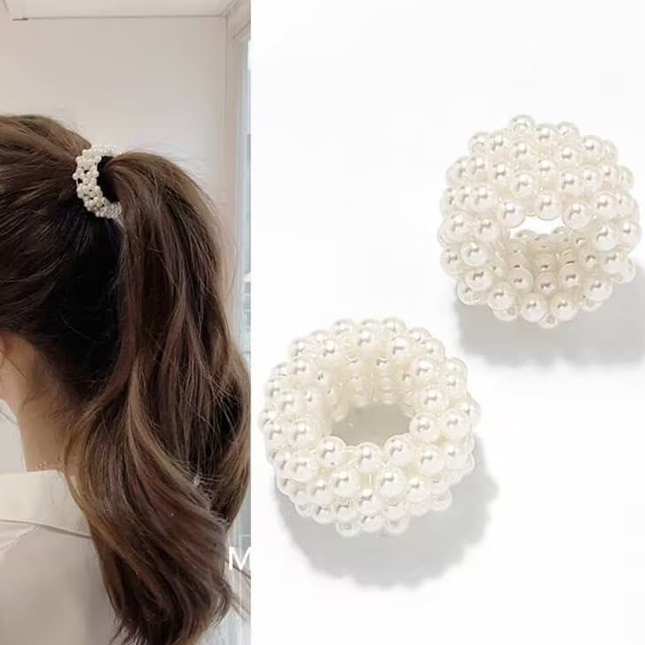 Kit 2/4/6 Elástico de cabelo Com Pérolas acessorios xuxinha para cabelo Rabico de cabelo Linda
