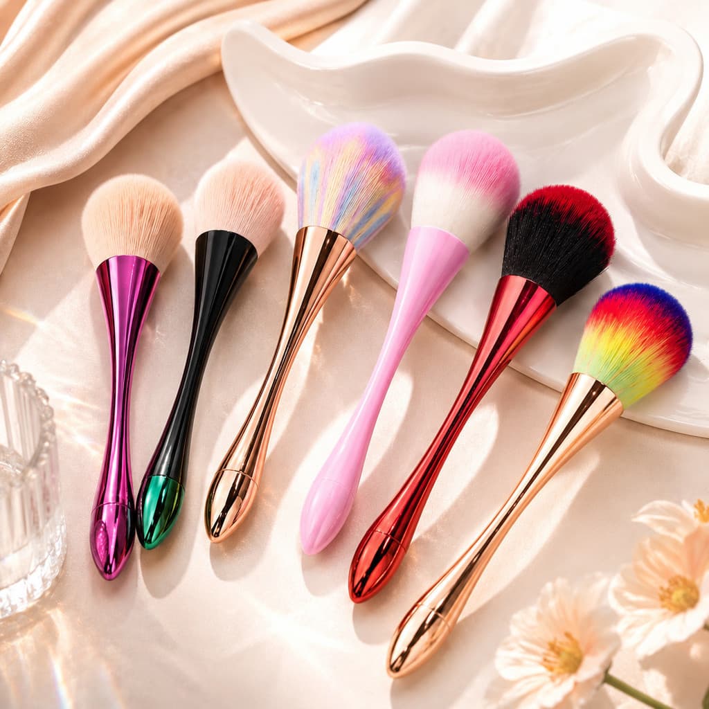 Kit 3 Pincéis Profissionais Kabuki Ouro Rosé | Acabamento Uniforme para Base, Pó, Blush e Contorno ---WYL Store