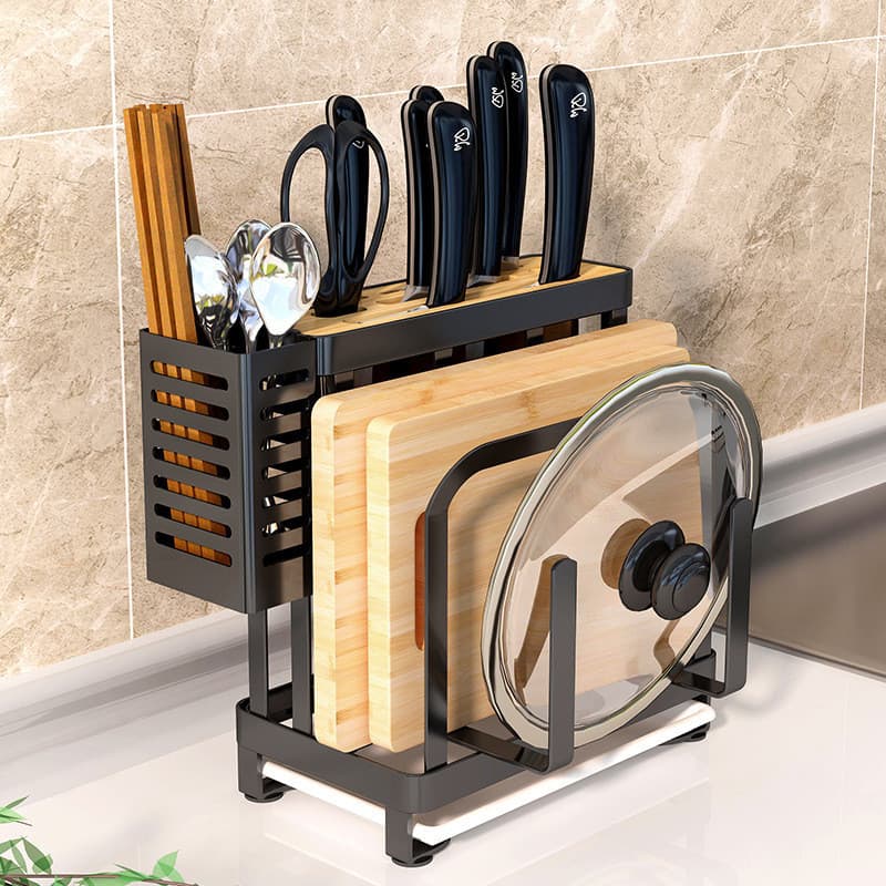 Rack de faca de armazenamento multifuncional doméstico, rack de faca de chão, placa de corte, combinação de talheres, pr