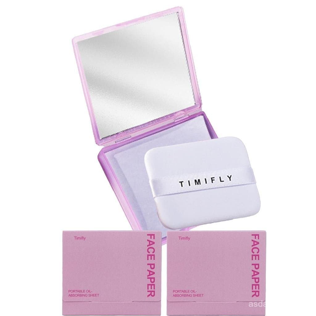 Papel absorvente de óleo - 300 folhas, vem com espelho, esponja e refis, absorve o excesso de óleo facial e controla o b