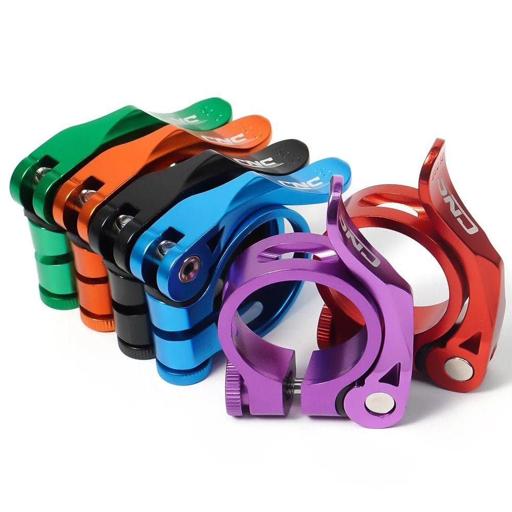 Abraçadeira de espigão de selim ultraleve para bicicleta de montanha e de estrada 31.8mm/34.9mm com liberação rápida par