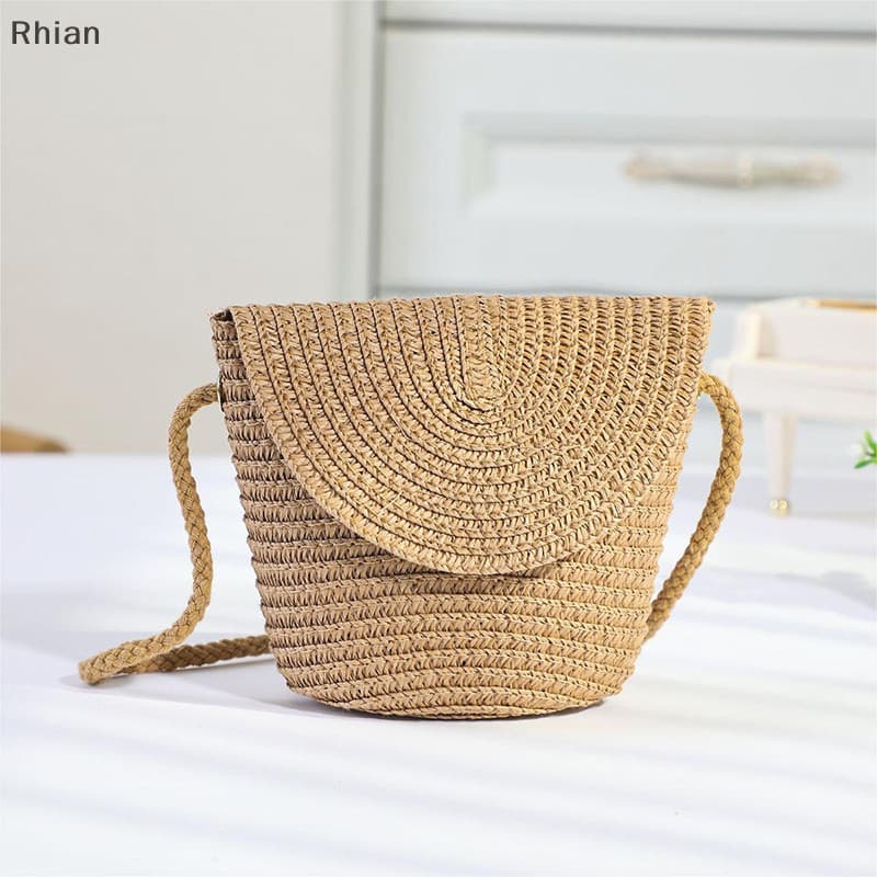 Nova mini bolsa com tampa articulada, bolsa transversal de ombro de palha trançada, elegante, COD