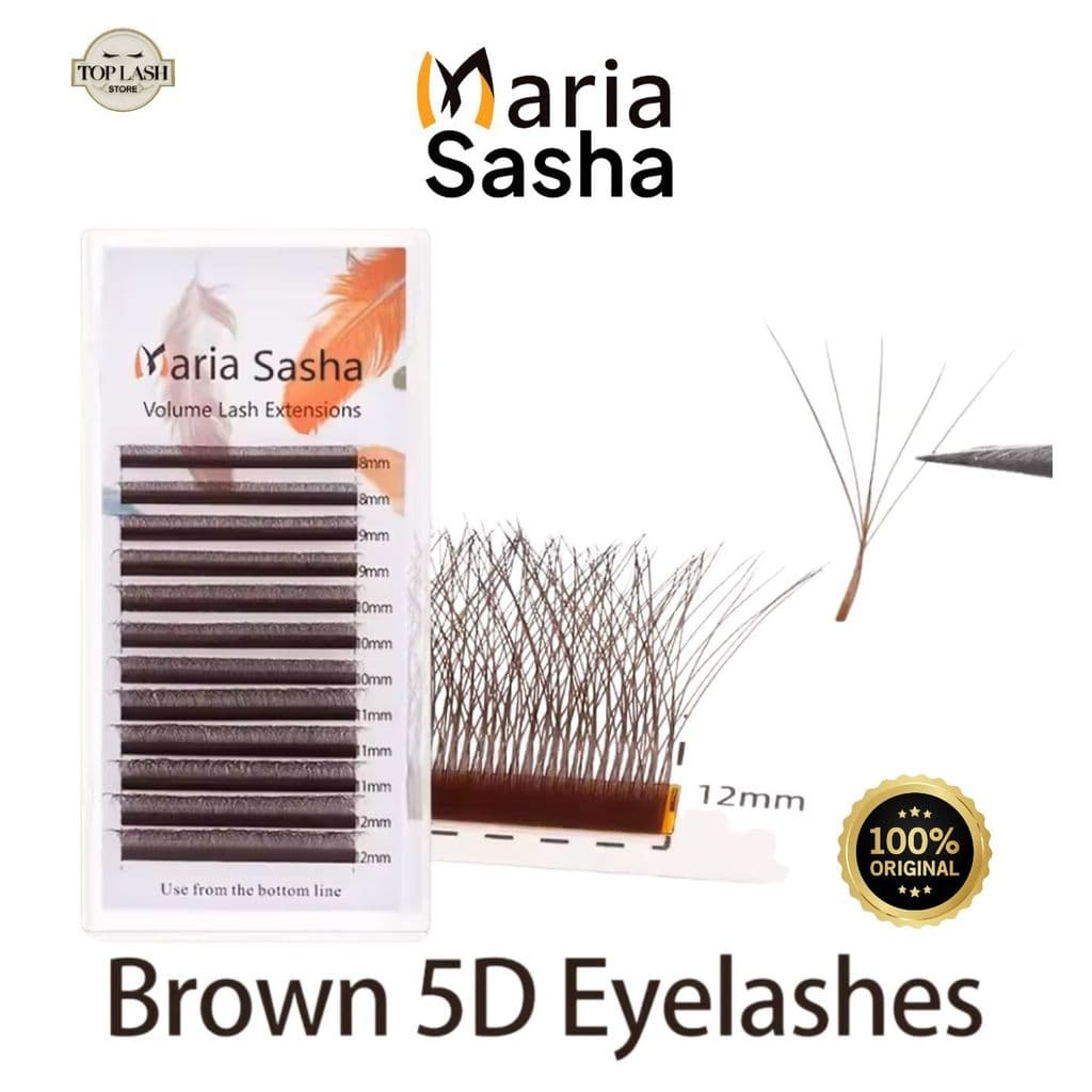 Cílios Maria Sasha Marrom 4D 5D W Curvatura D / M Original Extensão Cílios