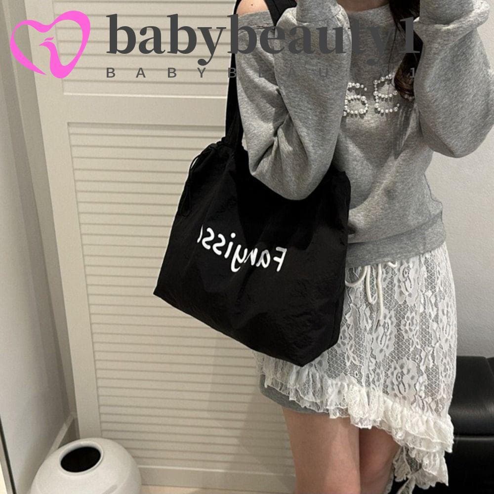BABYBEAUTY1 Sacolas Com Cordão , Bolsa De Ombro Leve Coreana Letras , Sacola De Compras De Designer De Grande Capacidade