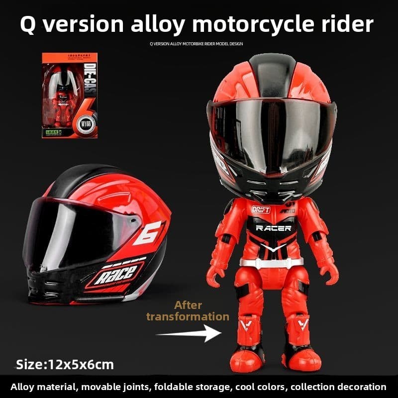 Liga motocicleta piloto transformando robô brinquedo capacete da motocicleta boneca modelo menino presente