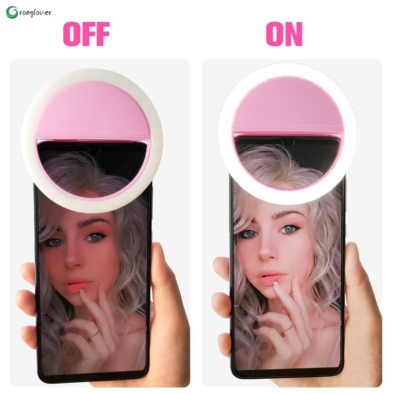 Ring Light Anel De Luz Recarregável Com Clipe RK12-Chamada De Vídeo Transmissão Ao Vivo Para Selfie De Telefone