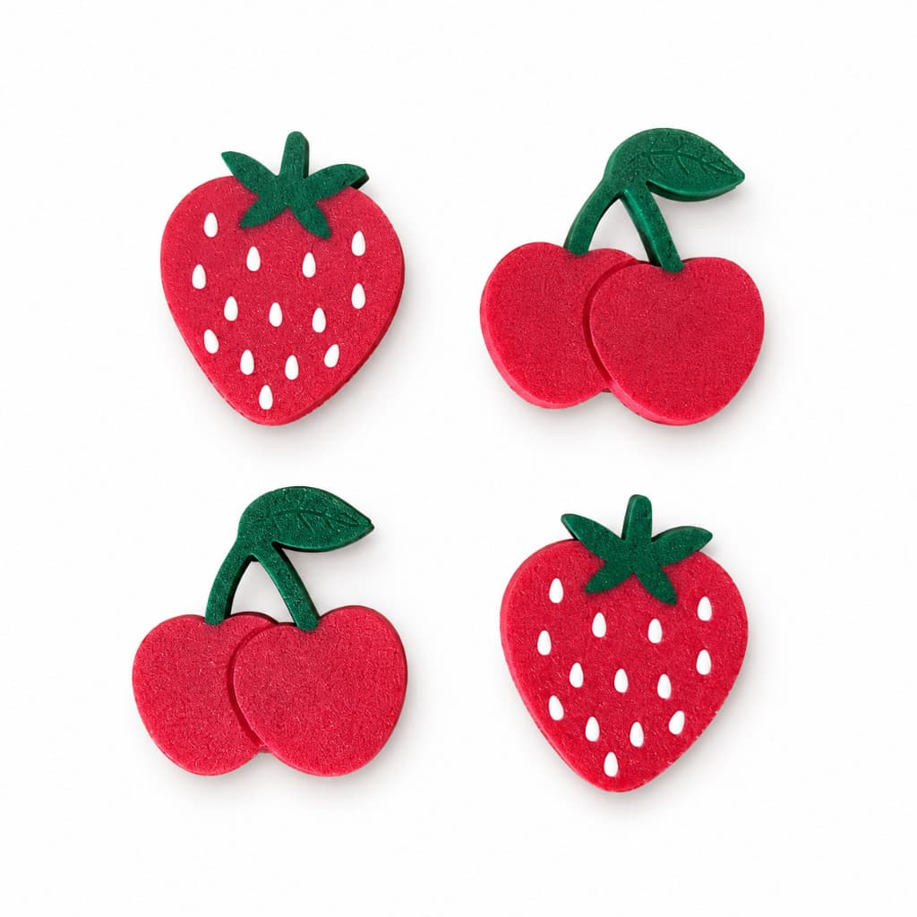 Puxador De Gavetas e Armários Kit 4/6 Decorativo Frutas Morango Cereja