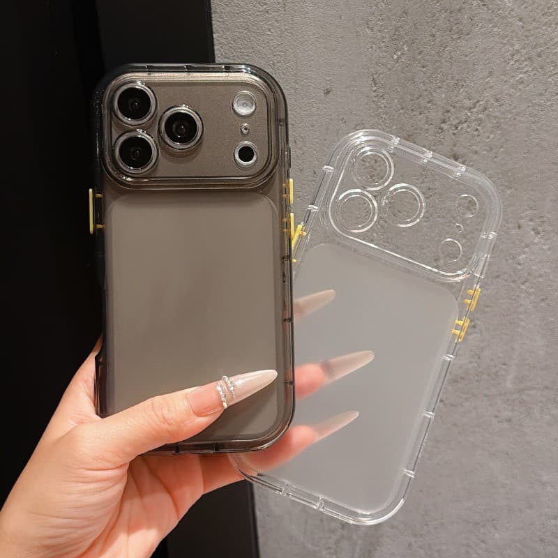 Névoa De Gelo Cor Transparente Grande Janela Caso De Telefone Escudo Macio IPhone 11 12 13 14 15 16 17 18 Pro Max Plus C