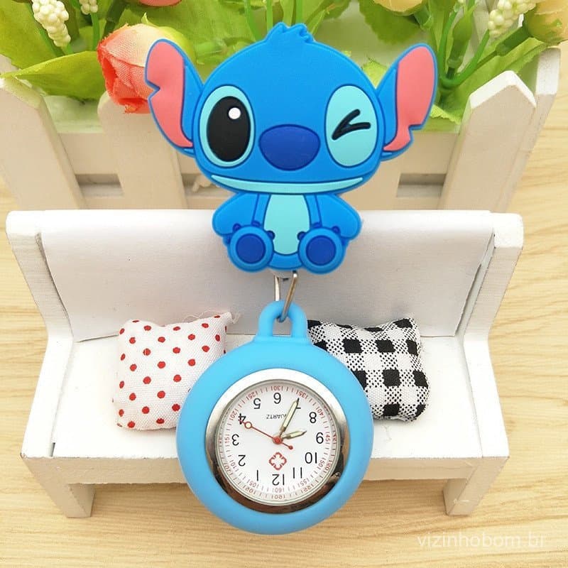 Relógio retrátil para enfermeiras, fofo, material de silicone, estilo cartoon, presente médico de bolso UTNQ XHZ4