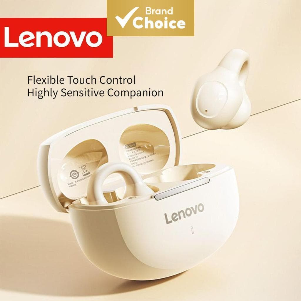 Fones de Ouvido Lenovo Bluetooth Sem Fio 5.4, à Prova d'Água, com Cancelamento de Ruído Ativo (ANC), Design Clip-On