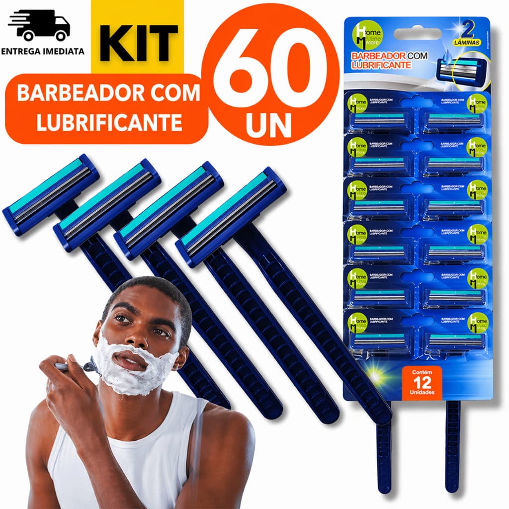COMBO  60/48/24/12 Barbeador Descartável com Lubrificante Premium