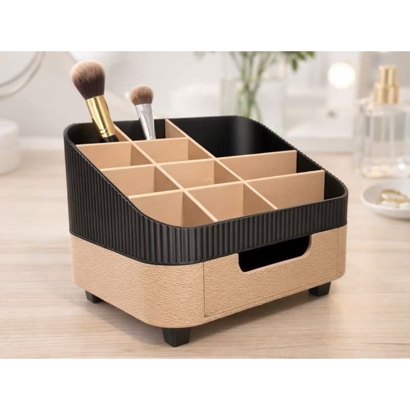 Organizador de Maquiagem com Gaveta | Porta Pincéis e Cosméticos | Impressão 3D Premium