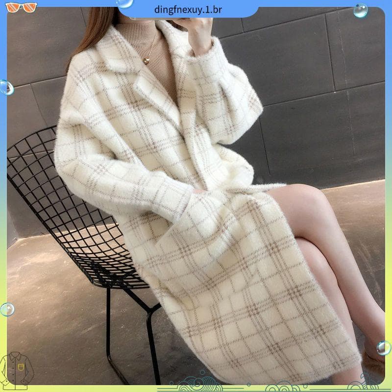 Imitação de vison veludo novo estilo 2020 outono inverno meados de comprimento mãe jaqueta versão coreana solta feminino