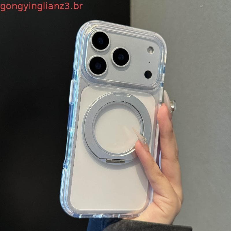 Silicone Gradiente Mancha Magnética Caso À Prova De Choque Para iPhone 13 14 15 16 17 Pro max 360 Suporte Rotativo Capa